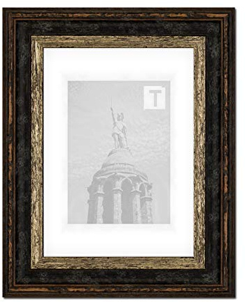 Barock-Bilderrahmen Heloise Schwarz Silber 30 x 40 cm Echtglas Antireflex 2mm Antik gescheckt Vintage
