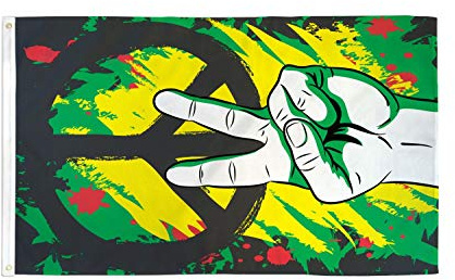 AZ FLAG Bandiera Pace graffiti 90x60 cm Poliestere 100D 2 Occhielli | Uso interno ed esterno bandiera decorativa della pace doppie cuciture e bordi rinforzati con occhielli metallici