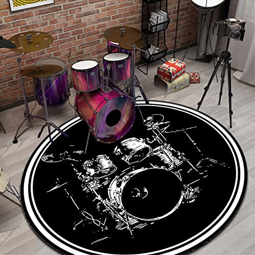 Z·Bling 120cm Drum Teppich Schlagzeug Teppich Schlagzeugteppich Schallschutz Teppich Schallschutzmatte Drum Rug Drum Matte Drumteppich Runde rutschfeste Trommel Teppiche,Für Bass Drum Snare