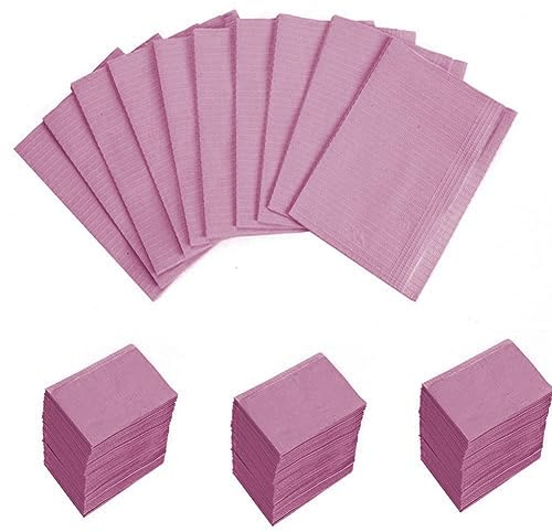 125 Pack Dental Bibs,Pink Dental Bibs Disposable,13 x 18 Tattoo Bib