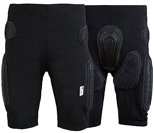 BULLDT Protektorenhose Herren Radunterhose Kurz Hosenprotektor-Shorts für Motorrad und Fahrrad, Motocross, Skateboarding, Snowboarden und Skaten Schwarz - 58