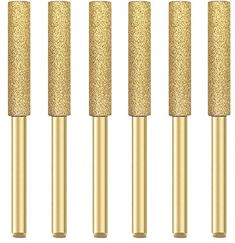 Lime à meule, 12 pièces d'accessoires de perçage, bavure diamantée de 4 mm plaquée titane pour tronçonneuse, lime à meule pour l'affûtage précis, rapide et facile de la lame de tronçonneuse (Or)