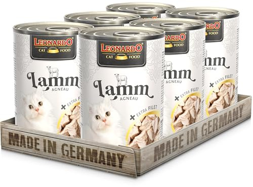 LEONARDO Katzenfutter Lamm und extra Filet, 6X 400 g getreidefreies Nassfutter mit Lamm und extra Hühnerfilet, Alleinfuttermittel mit frischem Geflügel