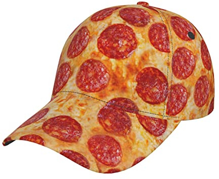 3D Pizza Pepperoni Baseball Cap Snapback Hut für Damen & Herren mit verstellbarem Kopfband, flache Bill Hats, 3D Pizza Pepperoni, EinheitsgröÃŸe