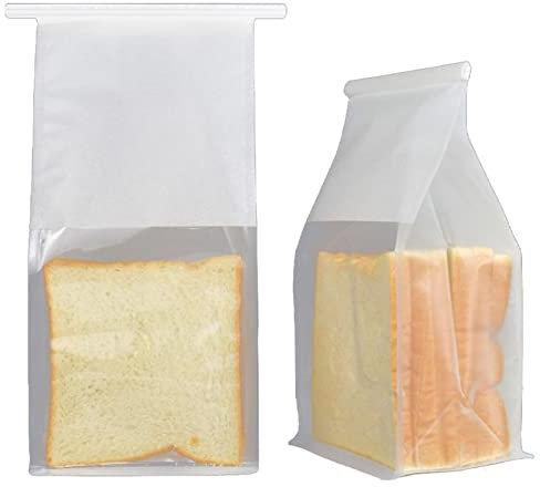VOLWCO Lot de 100 Sacs en Papier de qualité Alimentaire avec Rabat de Fermeture, Sac en Papier d'emballage Alimentaire, Sac à Pain avec Fenêtre, Sac en Papier à Pain, Sac Alimentaire en Papier