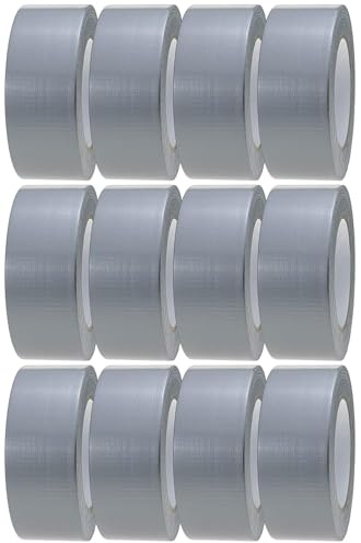 Crimson Starfish Silver Duct Tape | 12 Rolls 48mm x 45m | Heavy Duty Water Resistant Repair Tape | Strong Adhesive Cloth Tape for Repairs, Maintenance, Reinforcement, Patching & Indoor/Outdoor Use