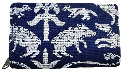 PANASIAM Portemonnaie Geometrix | Geldbörse aus Baumwolle | 2 Größen | Geldbeutel Purse Wallet | vegan & fair, Leo Dark, 15x10cm