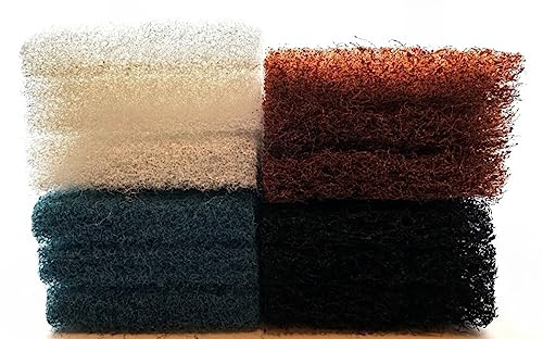 Pro-Graad 12 Piece Refill Cleaning Scrubbing Scouring Pad Kit with 3X of 4 Different 10 x 4.5in Utility Cleaning Scrubber Scouring Pads | White Blue Brown Black | Compatible with Doodlebug Pad Holder