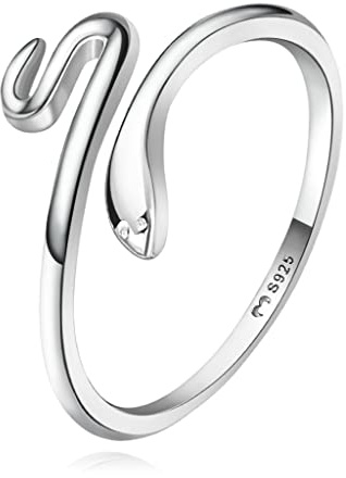 Anillos de Plata de Ley Con Forma de Serpiente Para Mujer - Acabado Plateado o Dorado - Joyería Ideal Para Parejas, Regalo Para Madres, Amigas