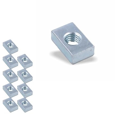 Nutenstein | Gewindeplatte 15x10x5 mm M6 Gewinde mittig | Stahl blau verzinkt (10 Stück)