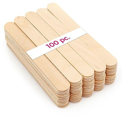 LALILL Palitos de Madera 100 Piezas - Espátulas para Cera 15 cm - Desechables para Depilación, Mascarillas, Cocina y Manualidades