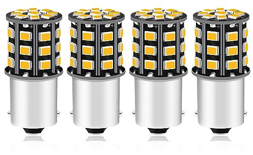 Alopee 4 Stück 7506 1156 Gelb Glühbirne, 12-24V DC/AC Singlekontakt Blinker für Landschaft Beleuchtung, Niedervolt-Gerätebeleuchtung