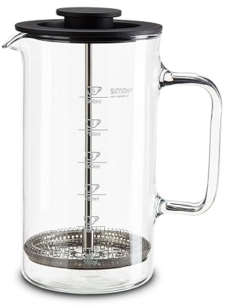 Peill+Putzler Germany Kaffeebereiter, French Press mit 1 Liter Fassvermögen, Kaffeepresse aus hochwertigem Borosilikatglas, Kaffeekanne mit praktischer Skala, Hitzebeständig