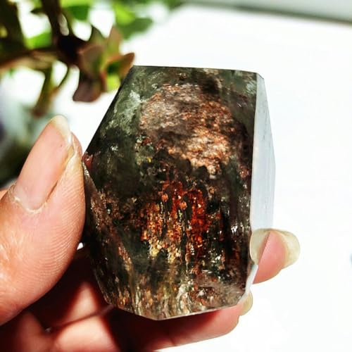 Natürlicher Garten Phantomkristall Quarz Freiformstein Hexerei Spirituelle Meditation Heilung Feng Shui Raumdekor Ornament-AA24 72g47-42mm