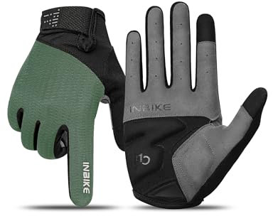 INBIKE Fahrradhandschuhe MTB Moutainbike Handschuhe Langfinger HerrenTouchscreen rutschfest Stoßfest Elastisch Reflektierend Atmungsaktiv Radsport Multifunkton IHC406 Grün L