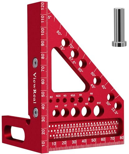 ViewReal Righello 3D in alluminio, 8,7 cm, quadrato, 22,5-90, strumento di layout ad alta precisione per falegnami, ingegneri