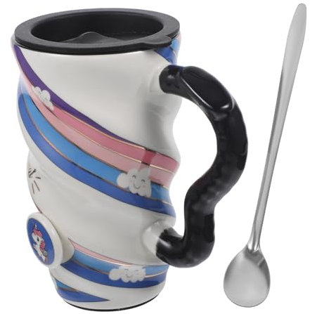 PRETYZOOM Unicorn Mug Ceramic Cup Lid Lovely for Kitchen Home Unicorn Cups for Adults Cartoon Design Reusable Mug for Tea Coffee Hot Drinks Random Style