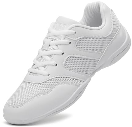 GlideMoves Big Kid Girls Mesh Leather White Tumbling Cheer Shoes US 4