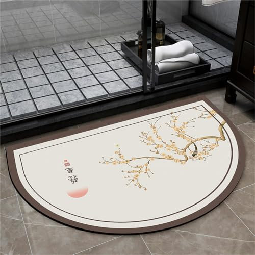 Badezimmerteppich, Badematte, Badteppich, Badvorleger, Badematte Rutschfest, Duschvorleger, Badteppich Rutschfest Waschbar, Badematten, Teppich Badezimmer, Bathroom Mat, Bad Teppich Flowers90x120cm