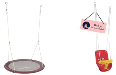 HUDORA Nestschaukel Lounge - Höhenverstellbare Nestschaukel & Babyschaukel höhenverstellbar 120-180 cm in rot/gelb