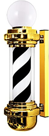 Luz de Poste de Peluquero de 68 cm, barbería giratoria, Tiras LED Azules, Blancas y Negras, señal Abierta para peluquería, Resistente al Agua, Negro y Blanco