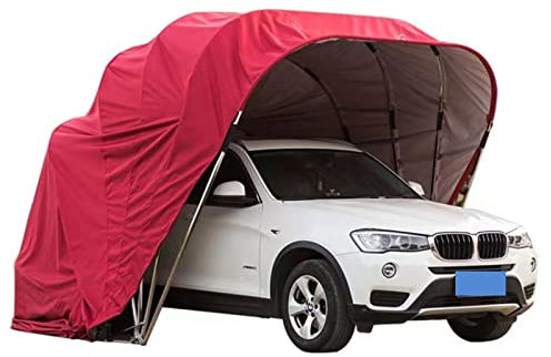 HTSMEUR Abri de Voiture Pliable Semi-Automatique, auvent Automatique rétractable, abri extérieur épais et rembourré résistant à la Pluie, adapté à différents modèles de Voitures (Red)