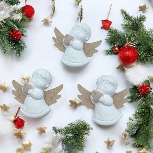 Doni Bomboniere 12 unidades de yeso angelito con alas de madera adornos navideños adornos navideños cerrar paquetes regalos en variantes variadas original barato gadget