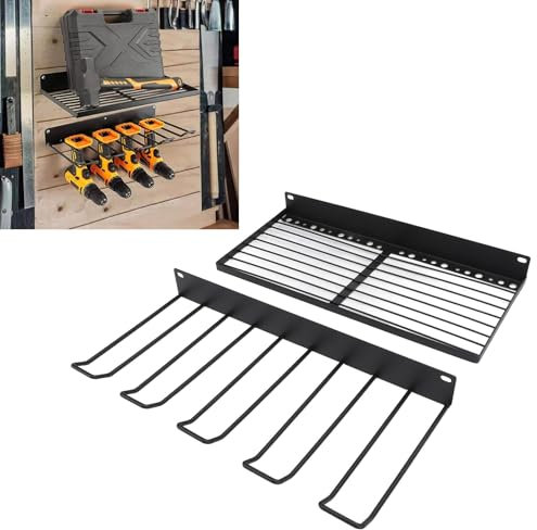 ZJchao Elektrowerkzeug-Organizer, Wandhalterung, 2-lagiger Akku-Bohrschrauber-Halter, Garagenorganisation, Große Kapazität, Robuste Garagen-Werkzeug-Organizer, Akku-B
