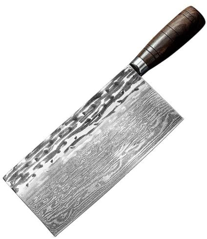 Couteau lourd en acier de Damas forgé, couteau à découper les os, couteau de boucher de cuisine, couteau d'abattage, couteau à manche en bois, couteau de chef de cuisine