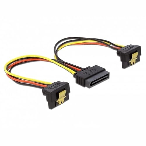 Cable de alimentación SATA de 15 Pines, 2 Conectores SATA HDD en ángulo, Ideal para conectar Discos Duros en Espacios reducidos.