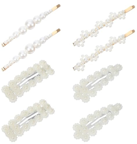 Ymapinc 8Pcs White Pearl Hair Pins for Women - Cute Pearl Hair Clip Accessories, Hairpins Barrette Styling for Dating Daily Wear for Brides Bridesmaids