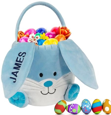 Canasta Conejito -270 G Cesta Conejito | Lindo Contenedor Festivo De Caza De Huevos - Canasta Bordada De Peluche De Caza De Huevos De Pascua Con Mango Para Niños Para Niñas Camplías De Juguetes