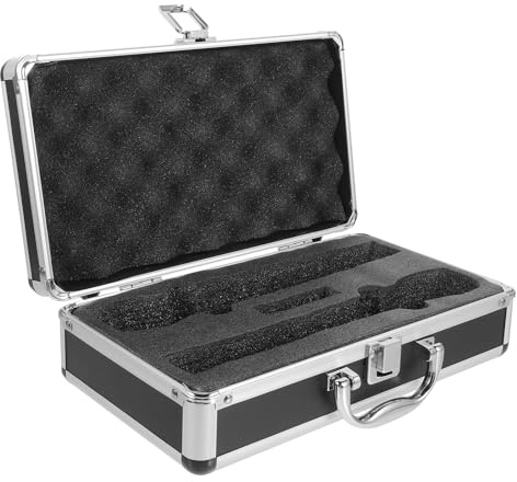 Abaodam Tragbarer Mikrofonkoffer aus Aluminiumlegierung und Baumwollmaterial Aufbewahrungskoffer mit Anpassbarem Schaumstoff und Griff für Professionelle Drahtlose Mikrofone bei