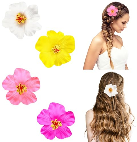Horquillas de Flores, Pinzas de Flores para el Pelo, Clips de Pelo de Flor, Accesorios para el Cabello Hawaiano, Flower Hair Clip, con Multicolore Plumeria, para Mujeres y Niñas(C)