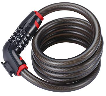 BBB Cycling Fahrradkombinationsschloss 4-stellige Nummer Code Stahlkette Sicherheit Diebstahlsicherung Urban Road Bike MTB CodeLock BBL-45, 15 x 1800 mm, Zahlenschloss Schwarz