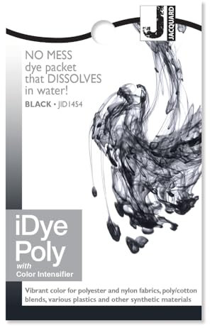 Jacquard iDye Poly-Gewebefarbe Schwarz für Natur-, Synthetik-, Polyester- und Mischtextilfasern, 14 g, kein Durcheinander, Packung