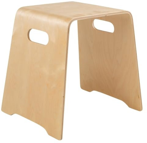 Home4You Sitzhocker - Stapelbar - Belastbar bis 80 kg - 47 x 45 x 42 cm - Braun - Birkenholz - Stapelhocker Holzhocker