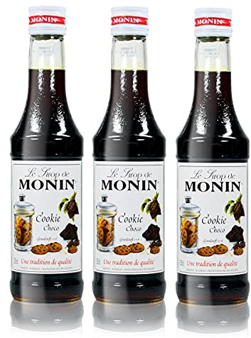 3x Monin Cookie Choco Sirup, 250 ml Flasche - für Cocktails, zum Kaffee oder Kochen