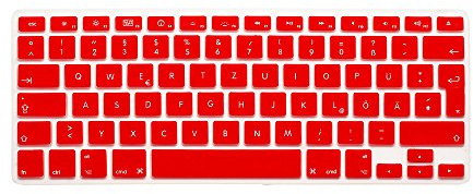 System-S Silikon Tastaturschutz Tastaturabdeckung QWERTZ Deutsche Tastatur Abdeckung Schutz für MacBook Pro 13 15 17 iMac MacBook Air 13 in Rot