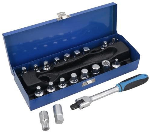 3/8 Drive Drain Plug Key Set Oil Change Gearbox Sumps Engine Repair 20pc