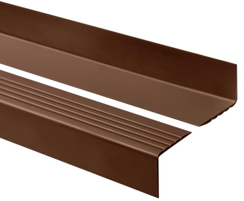 Quest Treppenkantenprofil PVC 50x42 mm ohne Kleber - Braun, 150 cm | Rutschfester Stufenkantenschutz ohne Klebeband, schützt Treppenkanten vor Abnutzung, mehr Sicherheit auf der Treppe