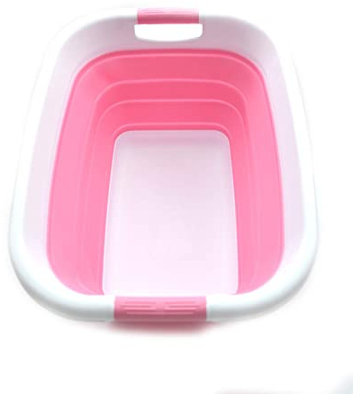 SAMMART 25L Zusammenklappbarer Wäschekorb / -wanne - faltbarer Aufbewahrungsbehälter/Organizer - tragbarer Waschbehälter - platzsparender Korb - Kofferraum-Aufbewahrungsbox (Rosa)