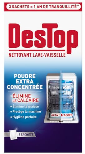 Destop Nettoyant Lave Vaisselle Anti Calcaire Sachet Extra-Concentré - 3 Sachets
