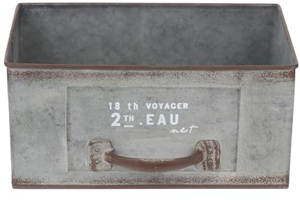 Retro Blumentopf Aus Eisen Mit DrainagelöChern, Dekorativer PflanzküBel FüR Balkon, Garten Und InnenräUme, 22,5 x 13 x 11 cm, Grau