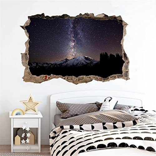 Sternenhimmel Wandtattoo 3D Durchbruch Berge Wandsticker Wanddekoration selbstklebend 110 x 70 cm Abnehmbare Wandaufkleber Deko Schlafzimmer Wohnzimmer Kinderzimmer Kunst Wohnkultur Wandbilder