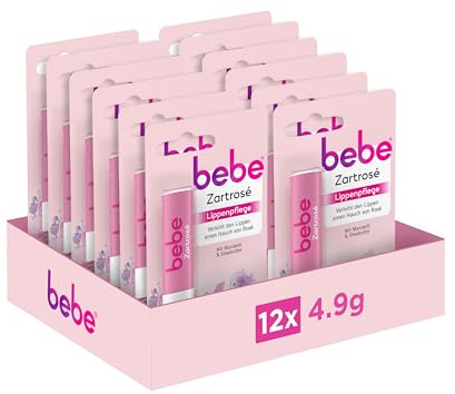 bebe Delicate rose lip care lip balm with almond oil and shea butter for protection and care for dry lips