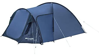 Eurohike Avon 3 DLX Nightfall Tent for 3 People with Porch and Darkened Bedroom, 3 Man, Compact, Lightweight, Tunnel, Easy to Pitch, Backpacking, Festivals, Camping, Hiking, 2000mm HH (Blue)