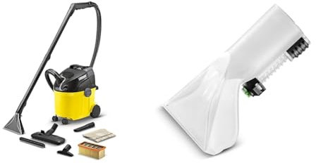 Kärcher SE 5.100 Lava & aspira - Pulitore spruzzo estrazione per fibre, Portata aria 70 l/s, Aspirazione 210/21 mbar/kPa, Potenza della pompa 40 W & 2.885-018.0 Spazzola a mano, bianca