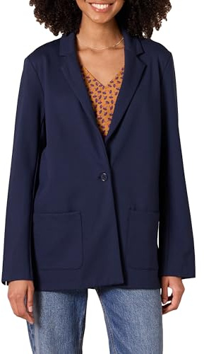 Amazon Essentials Damen Weicher Ponte-Blazer mit lockerer Passform, Marineblau, L
