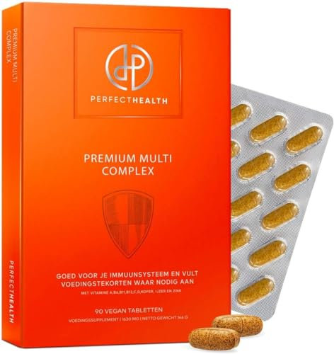 Perfect Health - Multivitamin Komplex - 27 Mikronährstoffe inkl. Vitamin B Komplex, Gepuffertes Vitamin C, D3, Eisen, Zink & Folsäure (Quatrefolic®) - 90 Tabletten - Vegan - Ohne Zusatzstoffe